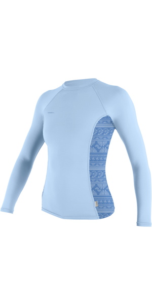 2026 O'Neill Mujer Hyperfreak Skins Camiseta De Manga Larga De Licra 5695 - Azul Cambray / Surf Abstract